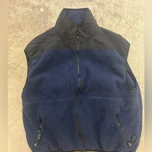 Timberland Men's Black and Navy Fleece Vest full zip